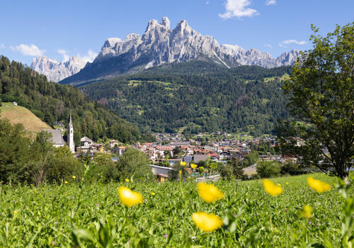 La Valle del Primiero con sullo sfondo le Pale di San Martino Dolomiti Unesco